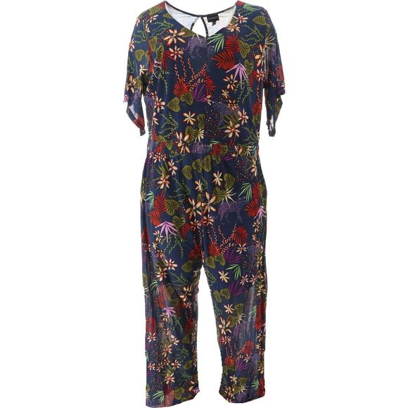 Curations Pants - Curations Printed Knit Jumpsuit Navy Multi 6992530